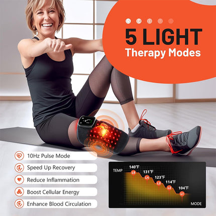 Wireless Heated Knee Support Wrap with Red LED Relaxation & Multi-Vibration Settings