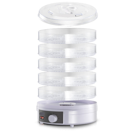 High Capacity 350W Food Dehydrator with 5 Stackable Trays for Healthy Homemade Snacks