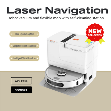 Smart Self-Cleaning Robot Vacuum Mop with Auto Empty Dock and Dual Spinning Mops
