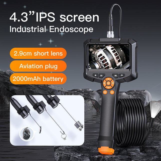 Professional Pipe & Drain Inspection Camera with 4.3” Display, 2MP Lens, 8.5mm Waterproof Probe & LED Illumination
