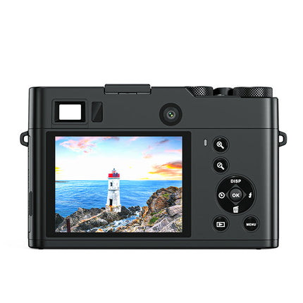 Portable 4K Selfie Camera with 2.8” Display, Dual CMOS Sensors, 48MP Interpolation and 256GB Support – Black