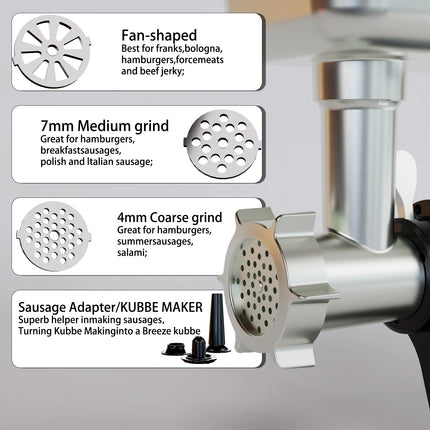 Professional Quiet Motor Meat Chopper with Variable Speed Dial and Precision Blade System