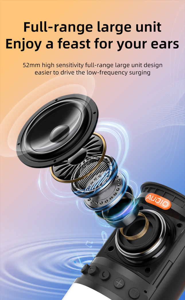 Portable Bluetooth Speaker with Wireless Charging, RGB Lights, IP66 Waterproof & 15H Playtime