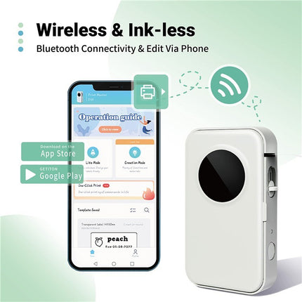 Portable Thermal Label Printer with Built-In Cutter, Bluetooth Connectivity, 203 DPI, Rechargeable Battery