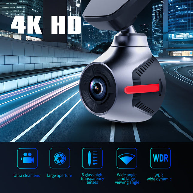Dual Lens 4K Dash Camera with Rear Camera, WiFi App Control, G-Sensor and 256GB Support