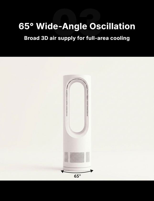 Bladeless Desk Fan 15W with 5 Speeds, Oscillation, Remote Control & Timer