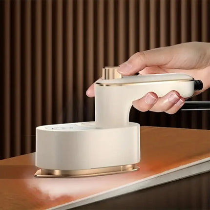 Compact Travel Folding Iron – Mini Adjustable Heat Portable Beige Design