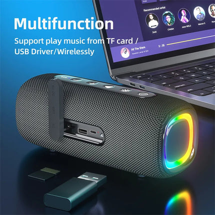 Portable Wireless Bluetooth 5.1 Speaker with Powerful Bass, RGB Lights, TWS Pairing & IPX6 Waterproof