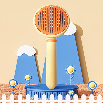Portable Self-Cleaning Dog & Cat Shedding Brush with Comfort Grip Handle