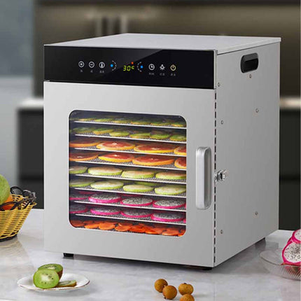 8-Layer Stainless Steel Food Dehydrator 1000W with 30–90°C Adjustable Temperature Dial