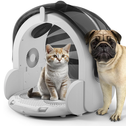Foldable Pet Hair Dryer Box with Adjustable Temperature and 4 Wind Speeds for Cats and Small Dogs