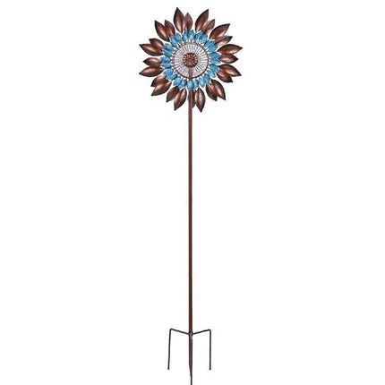 Large Outdoor Metal Sunflower Wind Spinner Ornament for Lawn & Patio (58cm)