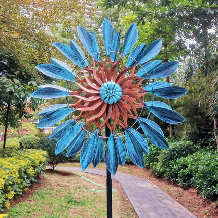 Rotating Metal Windmill Garden Decor – Dual Motion Outdoor Yard Spinner