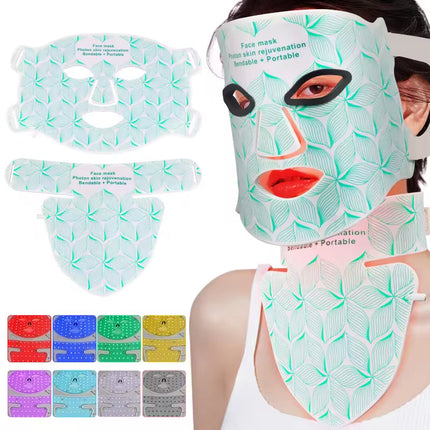 Rechargeable 7-Colour LED Facial & Neck Light Therapy Mask for Skin Firming & Rejuvenation
