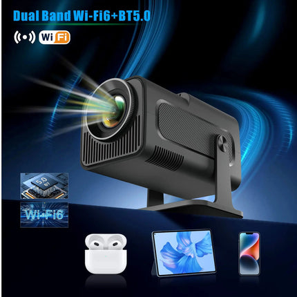 Portable 1080P Full HD Home Theater Projector with Android 13 and Bluetooth 5.0 – 300 ANSI Lumens, Black