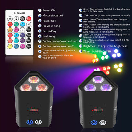 Wireless 54W LED Par Stage Light RGBWA+UV 3x18W with DMX512 and Remote Control
