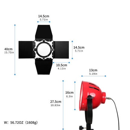 65W LED Redhead Studio Video Light 5500K Daylight with Adjustable Dimmer for Photography and Filming