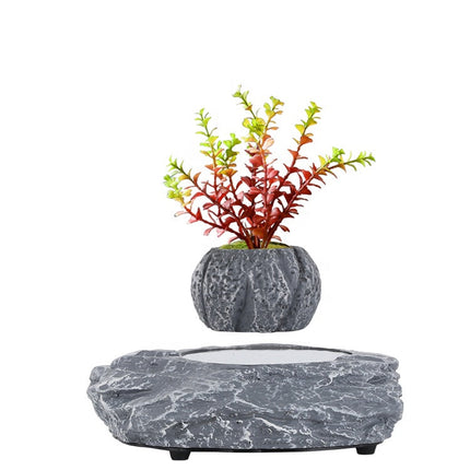 Floating Magnetic Plant Holder for Home & Office Desk Stylish Grey Resin Planter