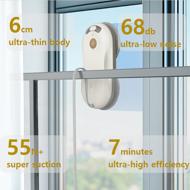 Cordless Smart Window Cleaning Robot with Pressurised Wiping, Ultrasonic Spray, and Remote Control
