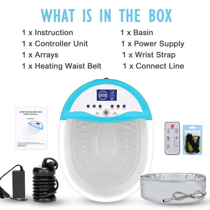 Portable Ionic Foot Spa Detox System with Infrared Waist Belt and Electrode Pads