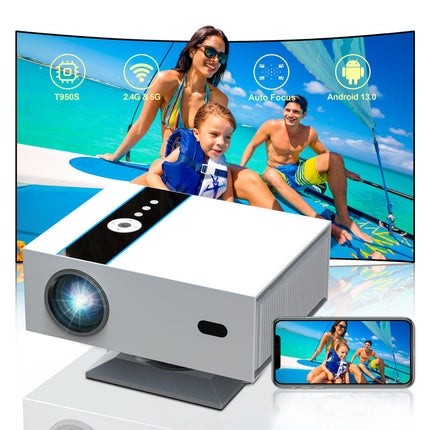 Full HD 1080P Smart Projector with Auto Focus, Auto Keystone, WiFi, Bluetooth, Android 13 & Stand