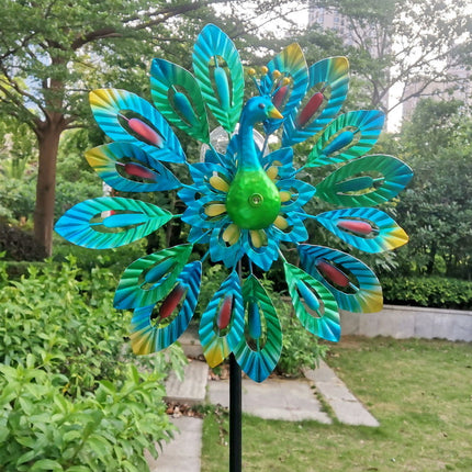 Tall Metal Garden Wind Spinner – Rotating Outdoor Decorative Ornament