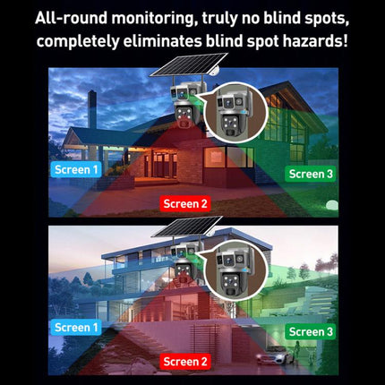 Solar Powered Dual-Lens PTZ Outdoor Security Camera with WiFi, Smart Motion Alerts & Two-Way Audio