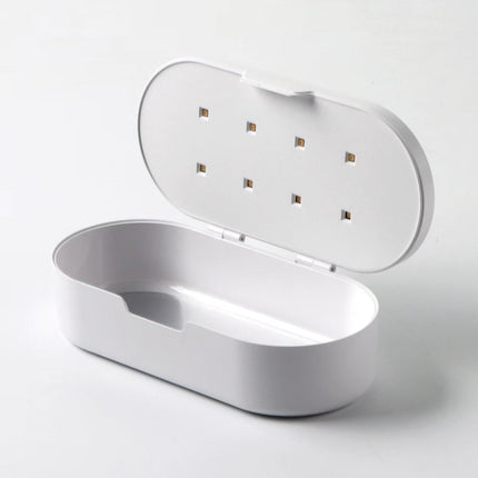 Cordless UV Sanitizing Case for Nail & Beauty Accessories – Compact White Cleaner