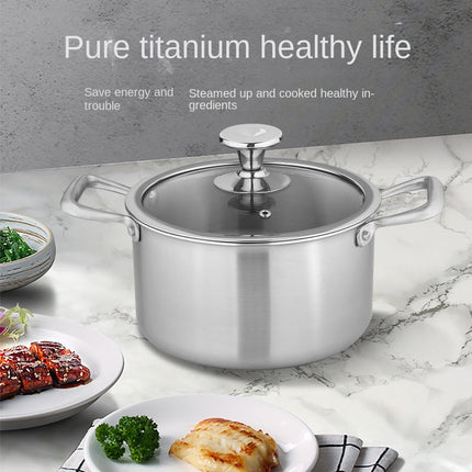 24cm Pure Titanium Stock Pot with Tempered Glass Lid – Induction Compatible Cookware