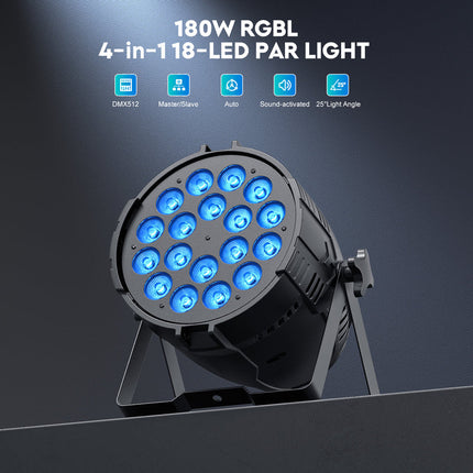 Portable 18x10W RGBL LED Stage Light with DMX512 and Voice Control for Nightclubs, Parties, and Events