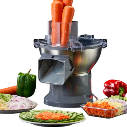 Gray Compact Food Processor with Stainless Steel Bowl for Vegetables and Fruits