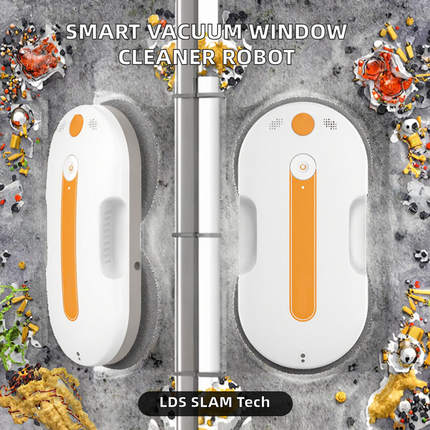 Smart Window Cleaning Robot with App & Remote Control, 3800Pa Suction, Dual Ultrasonic Spray – White
