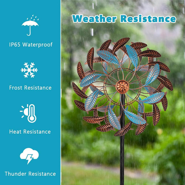 Metal Wind Spinner Garden Decoration with Ground Stake – Weather-Resistant Outdoor Yard Decor