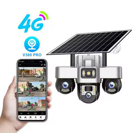 6MP Wireless Solar Security Camera Triple Lens with 350° Pan Tilt, Colour Night Vision, 8000mAh Battery, IP65 Outdoor