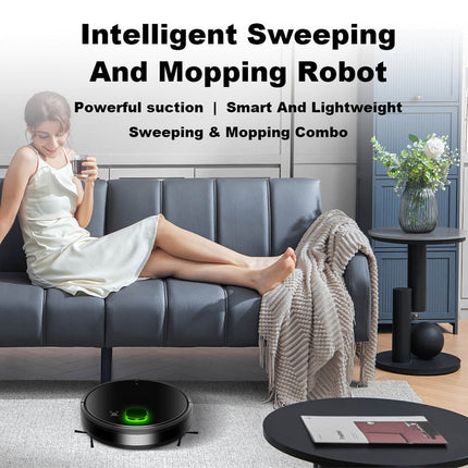 Cordless Robot Vacuum and Mop with 2000mAh Battery and Multi-Mode Cleaning – Black