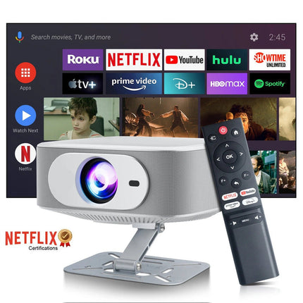 Compact Full HD 1080P Smart Projector with Auto Keystone, Wireless Streaming & Bluetooth Connectivity