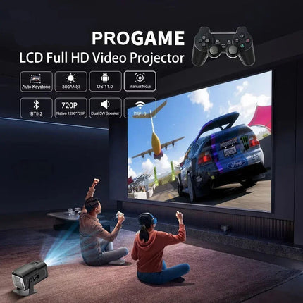 Portable HD Smart Projector with Auto Keystone, 180 ANSI Lumens, Android 11 – White