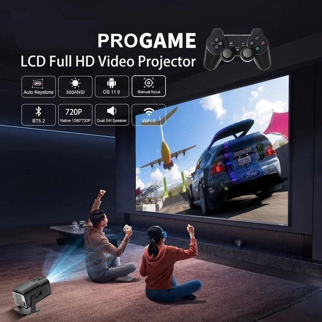 Portable HD Smart Projector with Auto Keystone, 180 ANSI Lumens, Android 11 – White