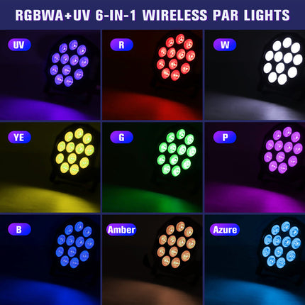 36W RGBWA UV LED Par Can Light Battery Powered Stage Light with Remote and DMX512