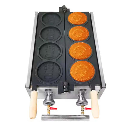 Commercial 4-Grid Coin Waffle Maker 4000W Stainless Steel Non-Stick Plates