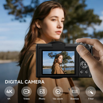 Compact 4K Video Camera with 3-Inch Screen & 32GB Memory – Handheld Digital Shooting Device