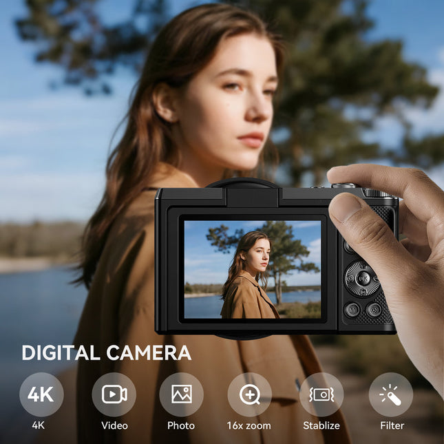 Compact 4K Video Camera with 3-Inch Screen & 32GB Memory – Handheld Digital Shooting Device