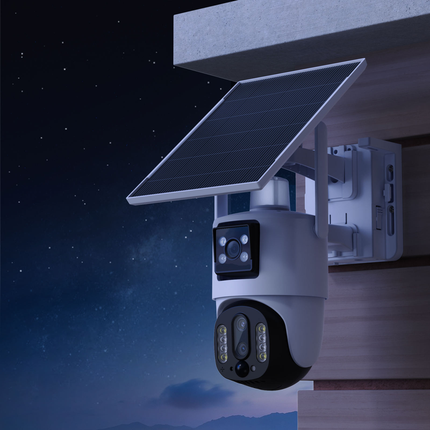 Solar 4G Outdoor Surveillance Camera with Dual Power System, Triple Cameras & 10× Zoom