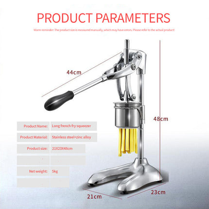 Manual Stainless Steel Potato Chip and French Fry Maker Commercial Grade