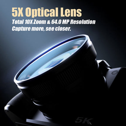 Portable 5K Digital Camera with Dual Sony Sensors and 3.2" Touchscreen Display