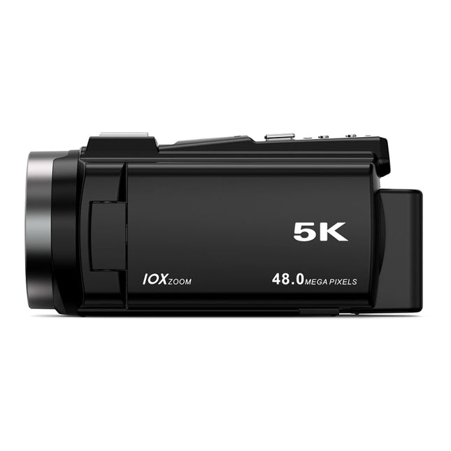 Portable 5K Digital Camera with Optical Zoom and Flip Touch Display – Black