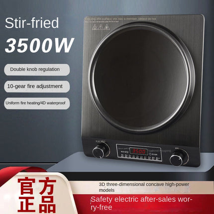 3500W Electric Concave Cooking Plate with Dual Temperature Control Knobs Black