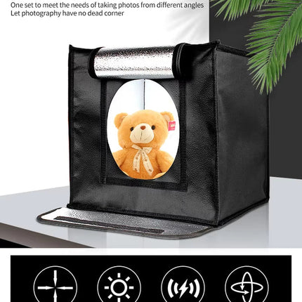 Portable Foldable LED Light Box Photo Studio for Product Photography, Black ABS Design