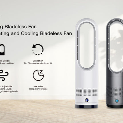 30W Bladeless Cooling Tower Fan with Built-In Air Purifier Compact 56cm White