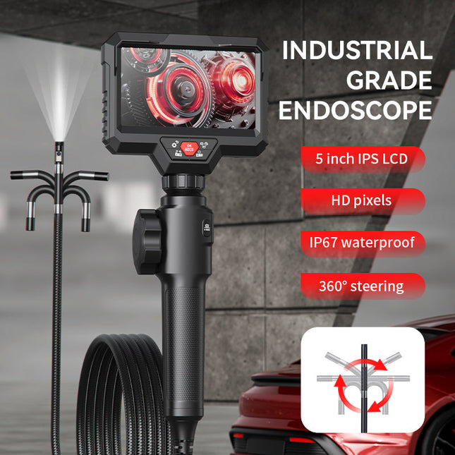 Portable HD Borescope Camera with 5” Display, Dual View Lens & USB-C Charging